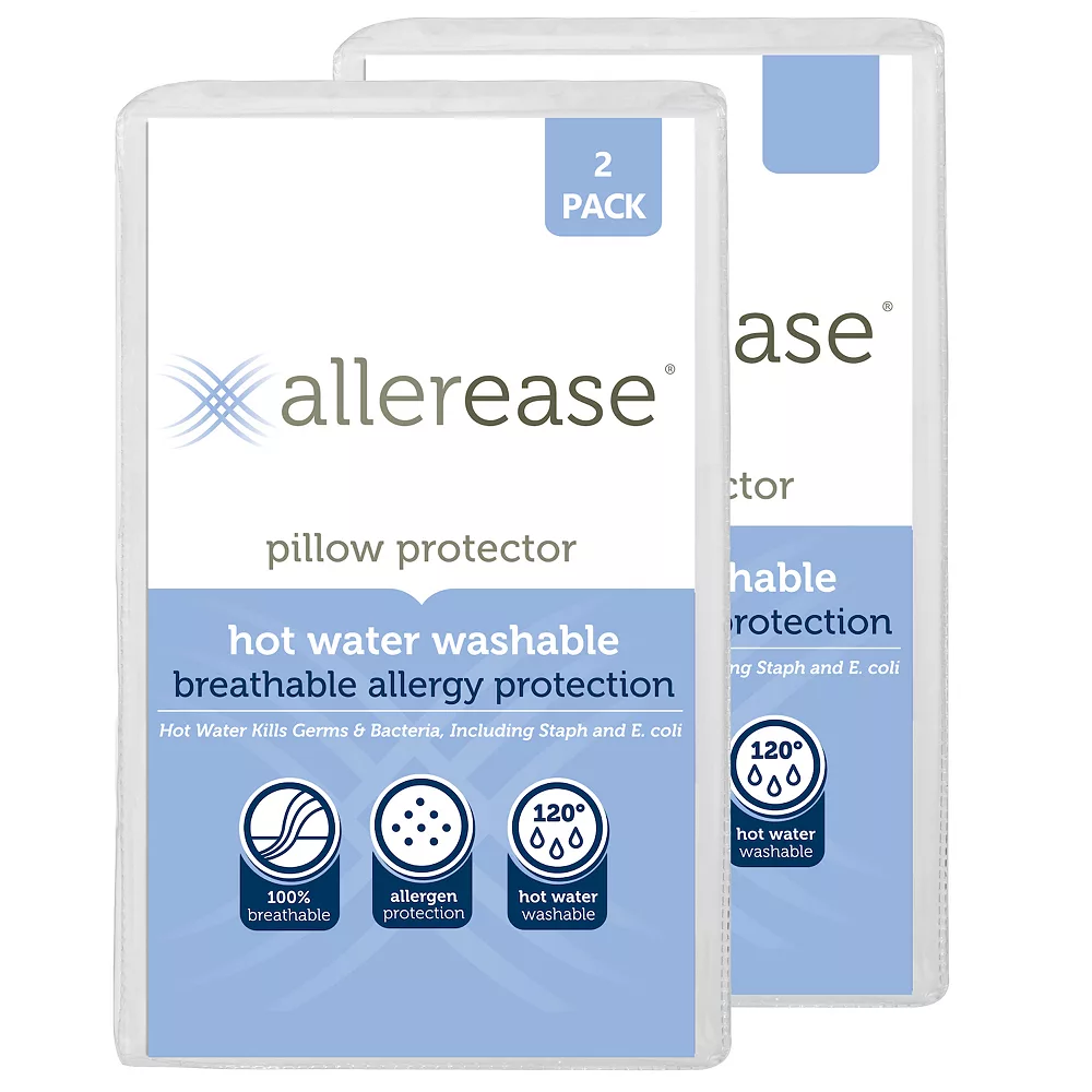 Allerease 2-pack 300 Thread Count Hot Water Washable Pillow Protector - Image 3