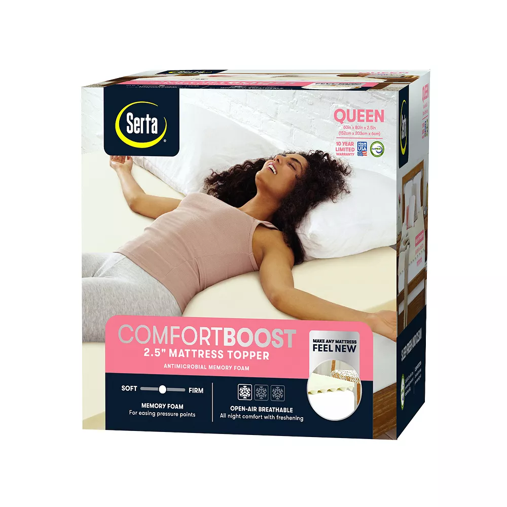 Serta® Comfort Boost 2.5-Inch Memory Foam Mattress Topper - Image 2
