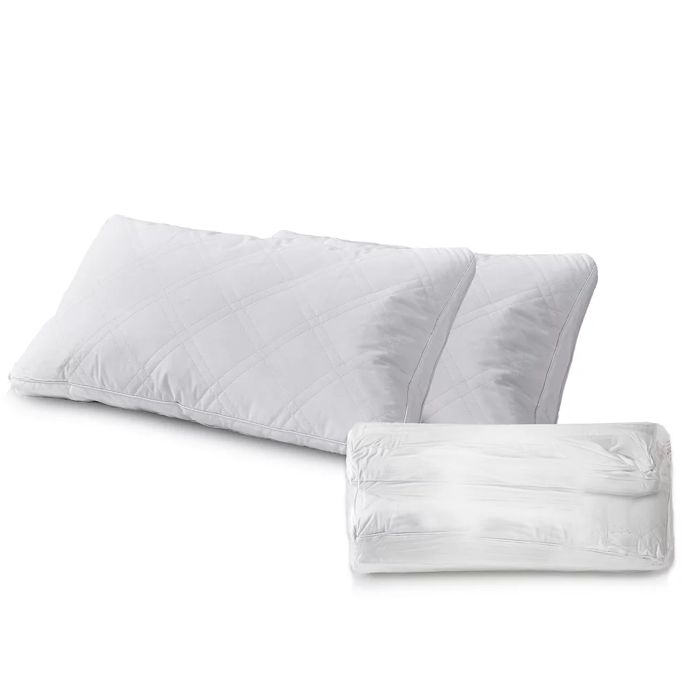 Unbranded 233 Thread Count Quilted White Goose Feather And Down 2-pack Pillow Set