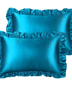 PiccoCasa Retro Satin Ruffle Pillowcases, Envelope Closure Set Of 2 King(20"x36")