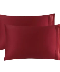 PiccoCasa 100% Long-Staple Combed Cotton Embroidered Pillow Cases 2pcs King(20"x36")