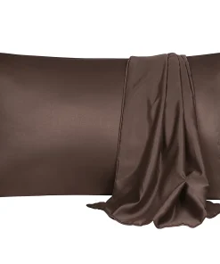 PiccoCasa 2PCS Soft Silk Satin Pillowcases For Hair And Skin With Envelope Travel 14"x20"