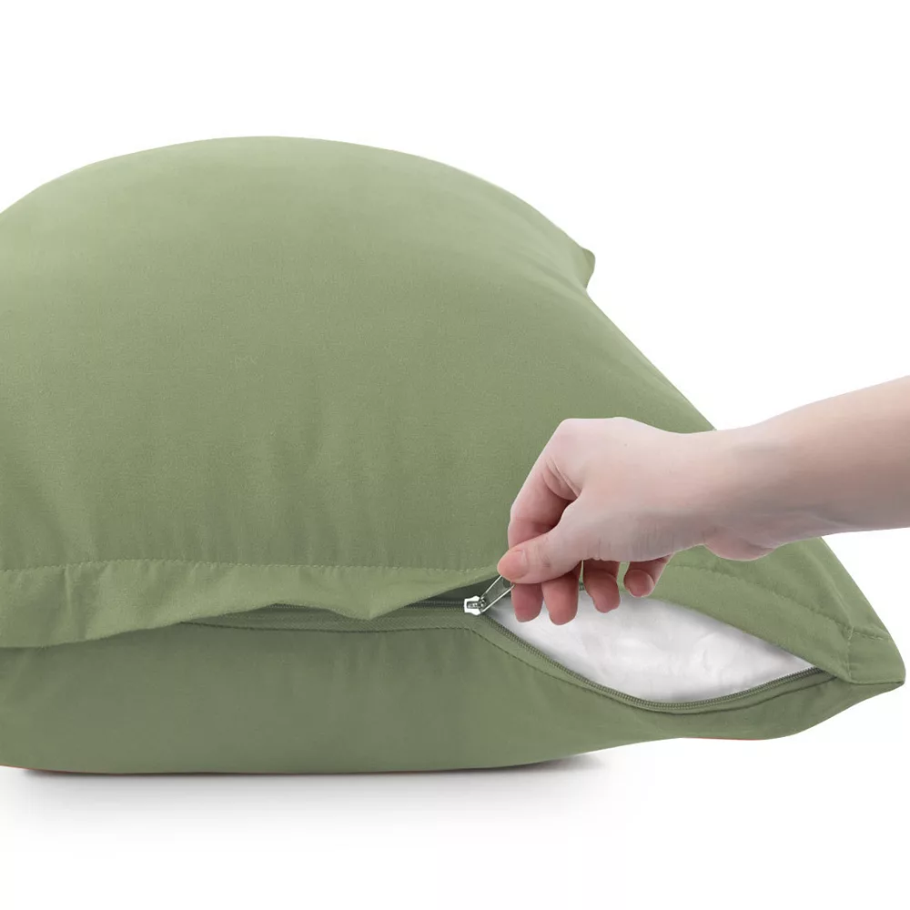 PiccoCasa 2 Pcs Zippered Soft Microfiber Pillow Cases Travel 14"x20" - Image 3