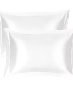PiccoCasa Retro Satin Ruffle Pillowcases 2Pack With Envelope Closure Queen 20" X 30"