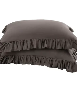 PiccoCasa 100% Pure Cotton Ruffle Pillowcases 2 Pcs Soft Envelope Standard 20" X 26"