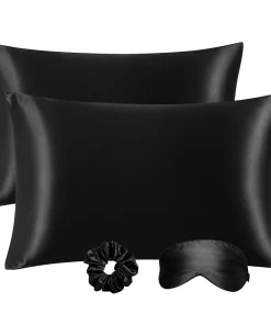 PiccoCasa Set Of 2 Satin Silk Pillowcase Soft Zipper Closure Standard 20" X 26"