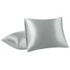 PiccoCasa 100% Polyester 2-Pack Envelope Cool Satin Silky Pillow Coverwith Envelope Closure For Hair And Skin Twin 17" X 24.8"