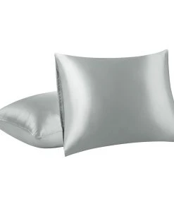 PiccoCasa 100% Polyester 2-Pack Envelope Cool Satin Silky Pillow Coverwith Envelope Closure For Hair And Skin Twin 17" X 24.8"