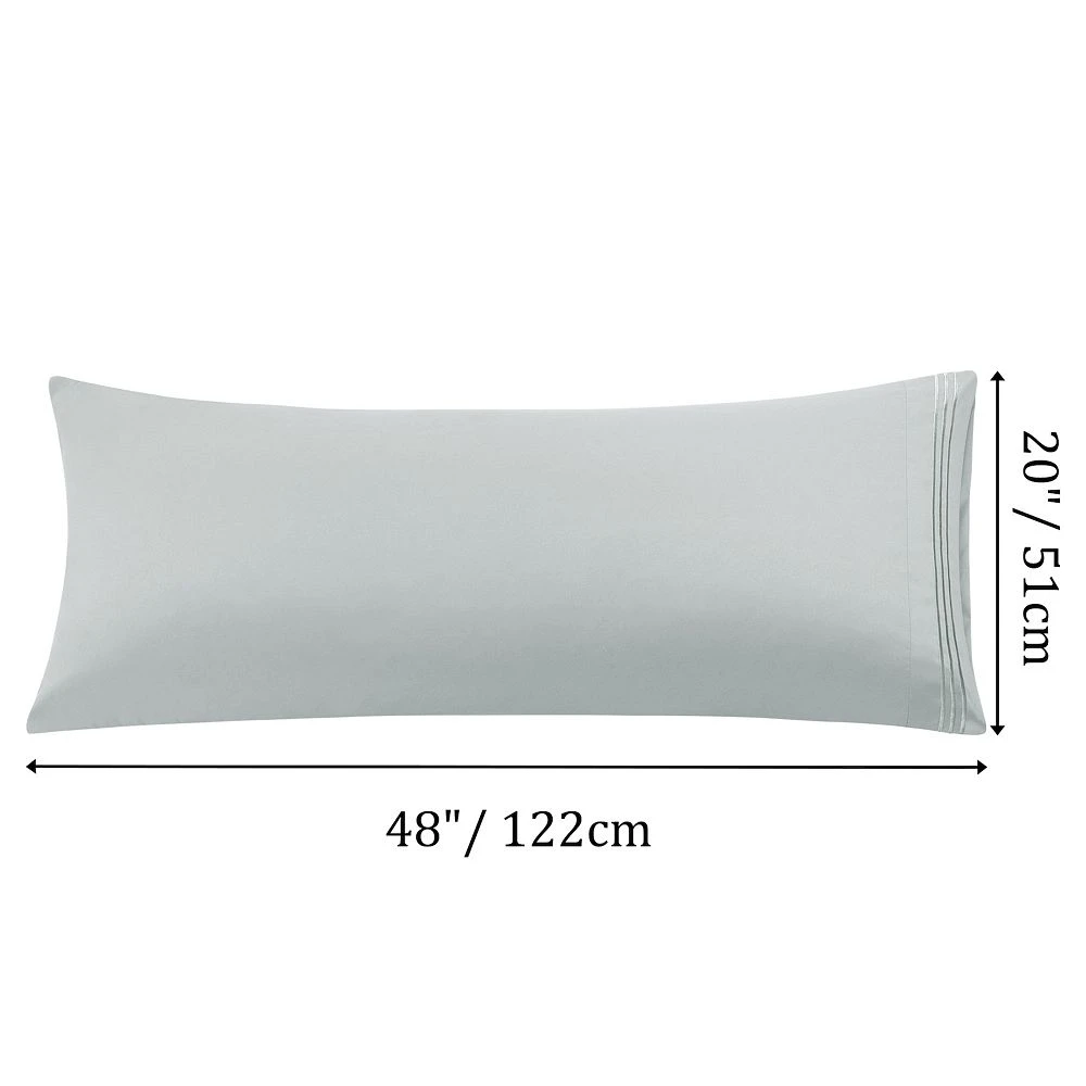 PiccoCasa Microfiber Body Pillowcases With Embroidery Zipper Closure 20" X 48" - Image 2