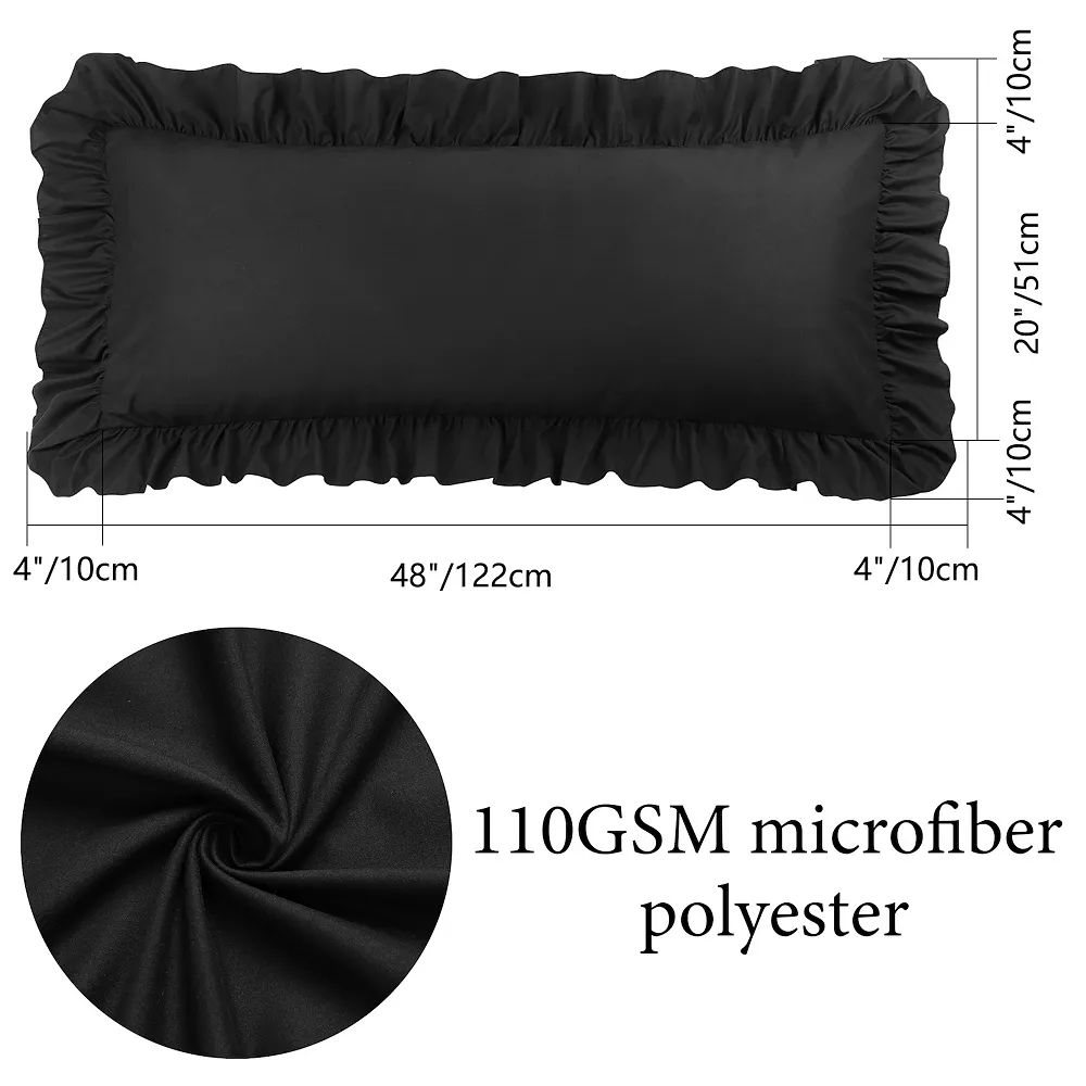 PiccoCasa 100% Brushed Microfiber Ruffle Body Pillowcases 1 Pc Envelope Closure 20" X 48" - Image 2