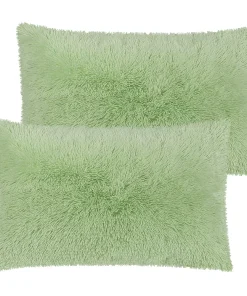PiccoCasa Pack Of 2 Soft Faux Fur Pillow Cases With Zipper King 20" X 36"