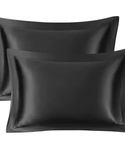 PiccoCasa 2 Pack Retro Satin Ruffle Pillowcases With Envelope Standard 20" X 26"